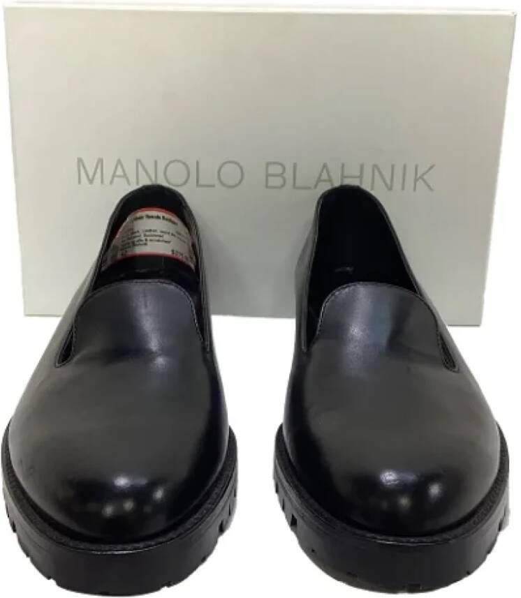 Manolo Blahnik Pre-owned Leather flats Black Dames