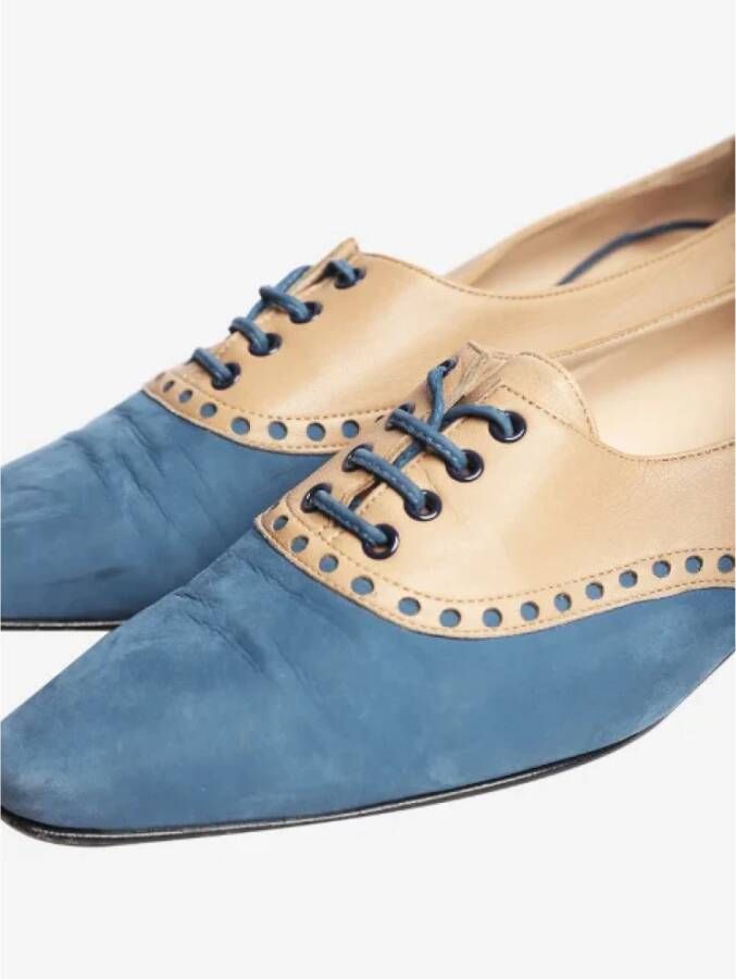 Manolo Blahnik Pre-owned Leather flats Blue Dames