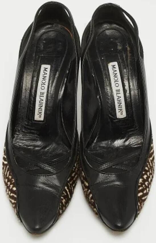 Manolo Blahnik Pre-owned Leather heels Black Dames