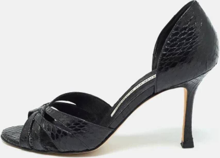 Manolo Blahnik Pre-owned Leather heels Black Dames