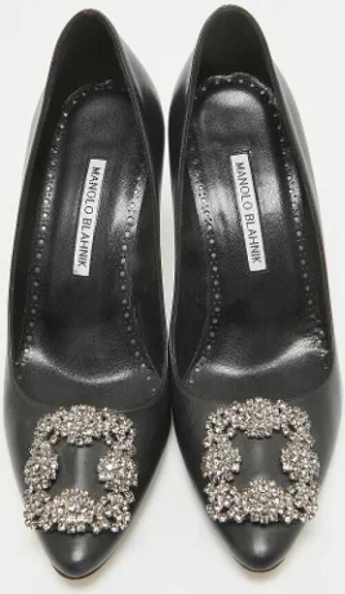 Manolo Blahnik Pre-owned Leather heels Black Dames