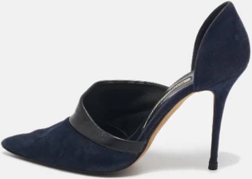 Manolo Blahnik Pre-owned Leather heels Blue Dames