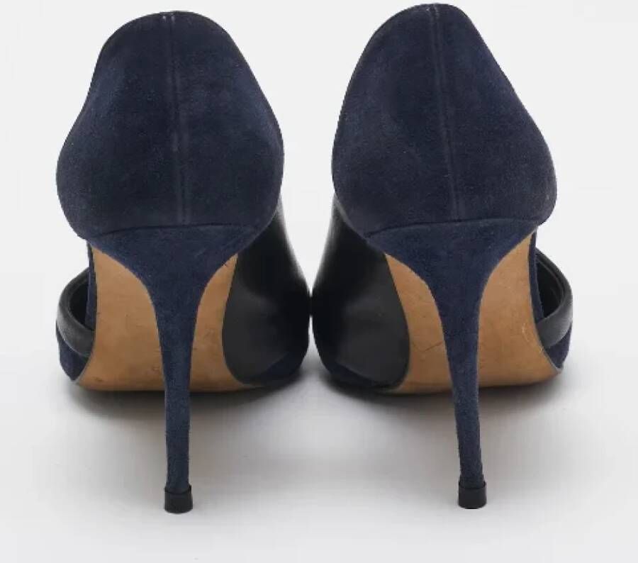 Manolo Blahnik Pre-owned Leather heels Blue Dames