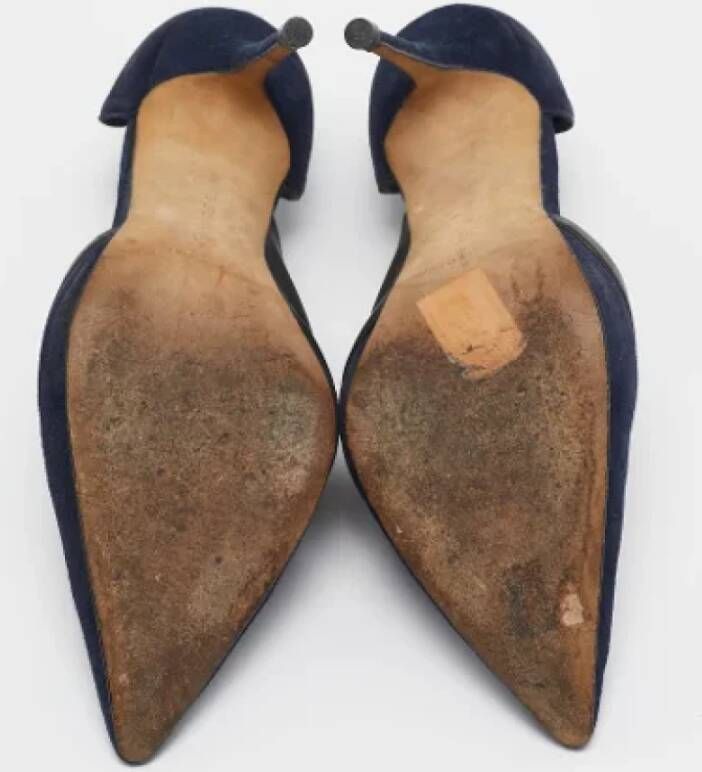 Manolo Blahnik Pre-owned Leather heels Blue Dames