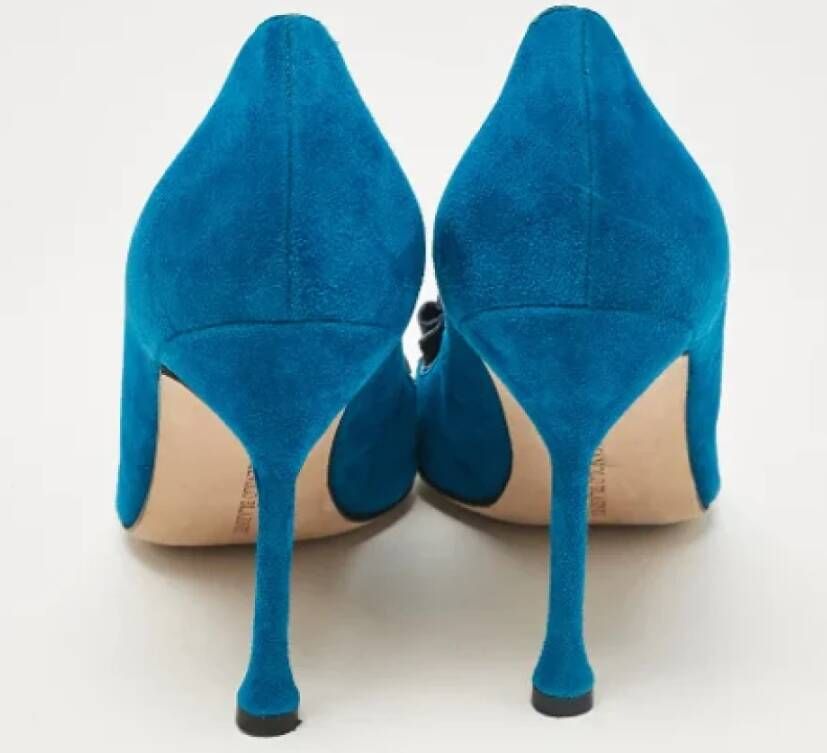 Manolo Blahnik Pre-owned Leather heels Blue Dames