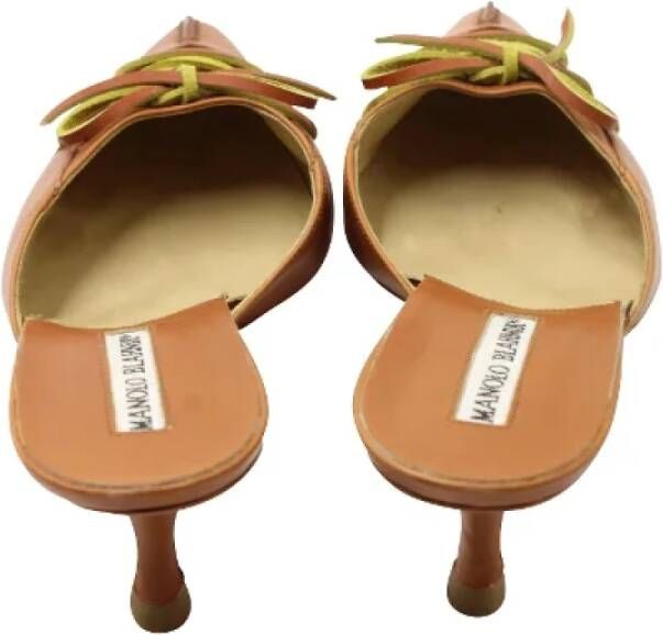 Manolo Blahnik Pre-owned Leather mules Brown Dames