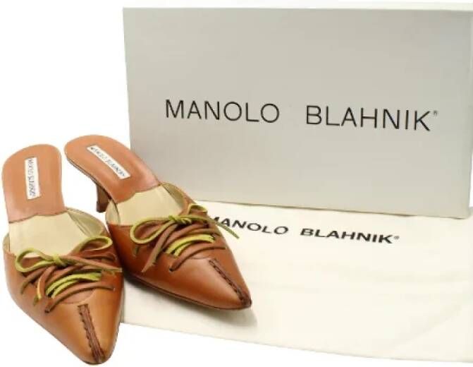 Manolo Blahnik Pre-owned Leather mules Brown Dames