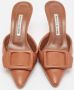 Manolo Blahnik Pre-owned Leather mules Brown Dames - Thumbnail 3