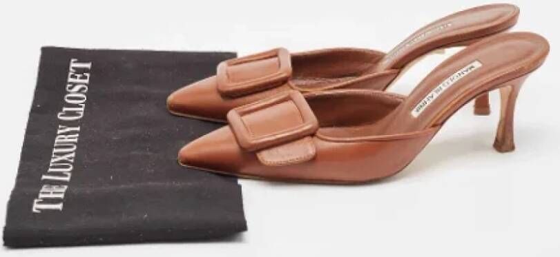 Manolo Blahnik Pre-owned Leather mules Brown Dames