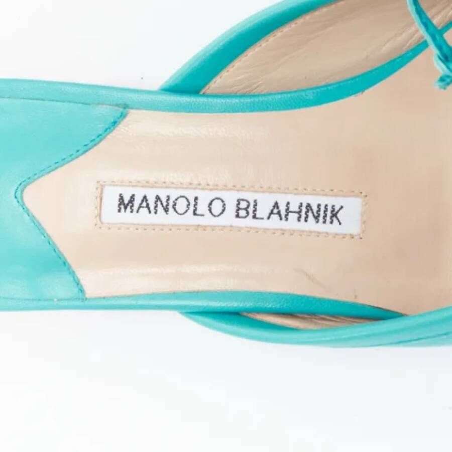 Manolo Blahnik Pre-owned Leather mules Green Dames