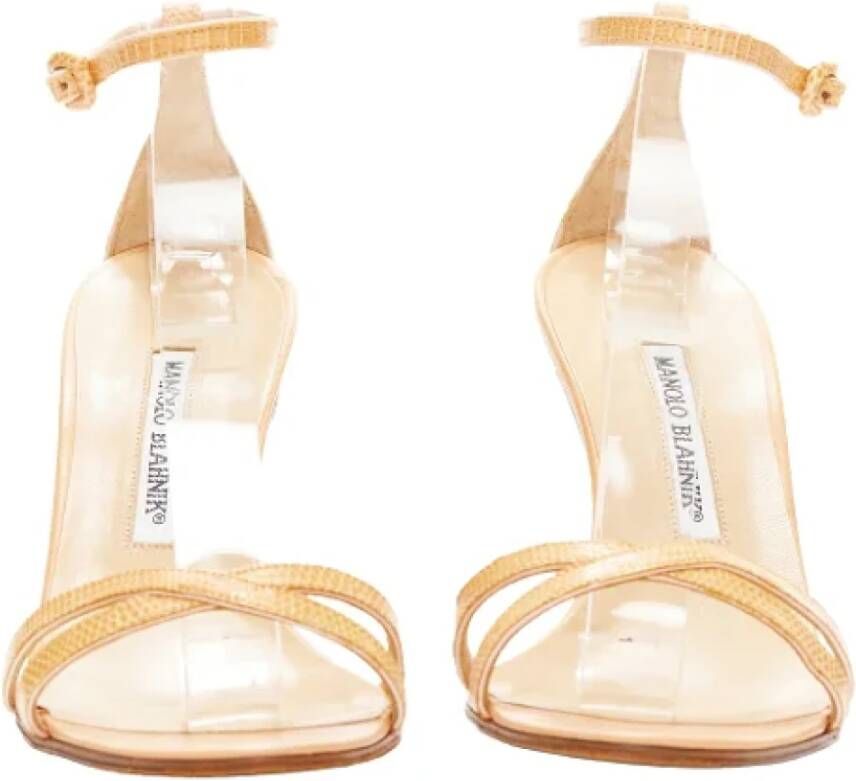 Manolo Blahnik Pre-owned Leather sandals Beige Dames