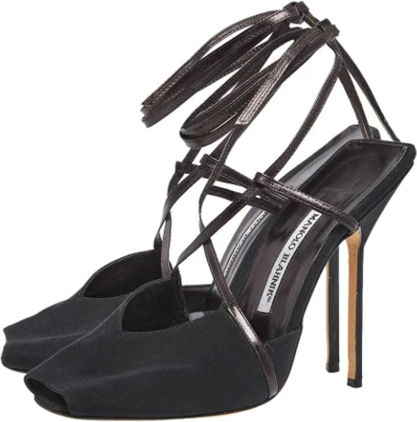 Manolo Blahnik Pre-owned Leather sandals Black Dames