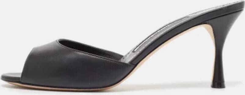 Manolo Blahnik Pre-owned Leather sandals Black Dames