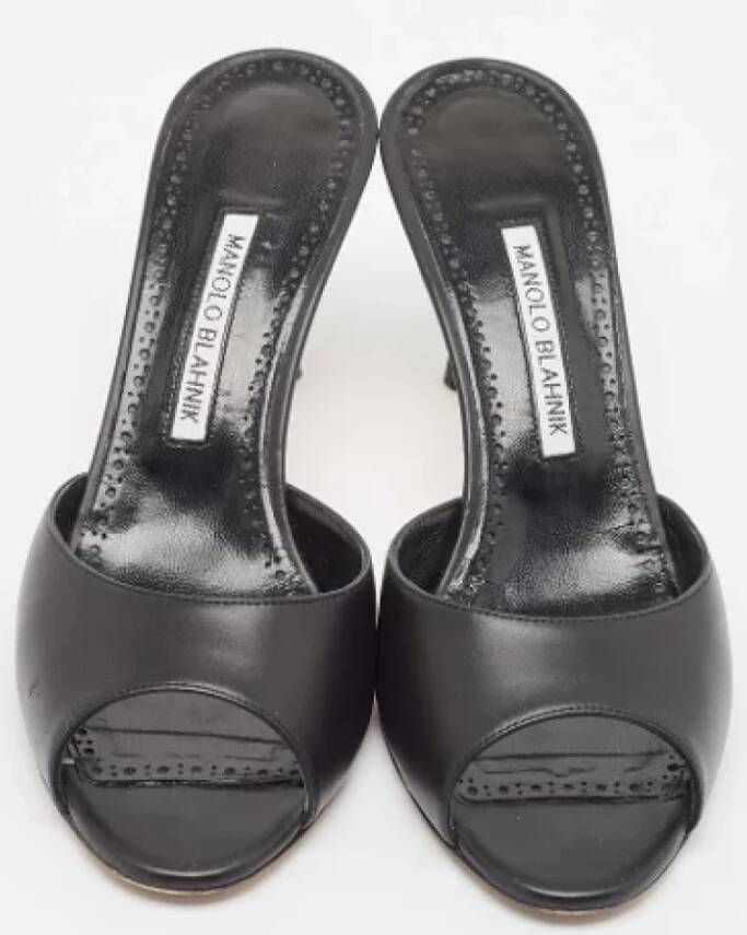 Manolo Blahnik Pre-owned Leather sandals Black Dames