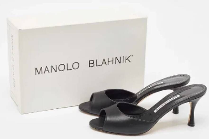 Manolo Blahnik Pre-owned Leather sandals Black Dames