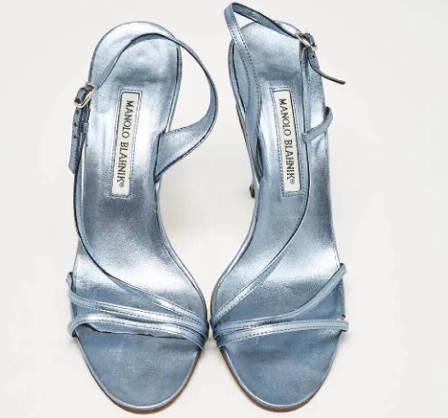 Manolo Blahnik Pre-owned Leather sandals Blue Dames