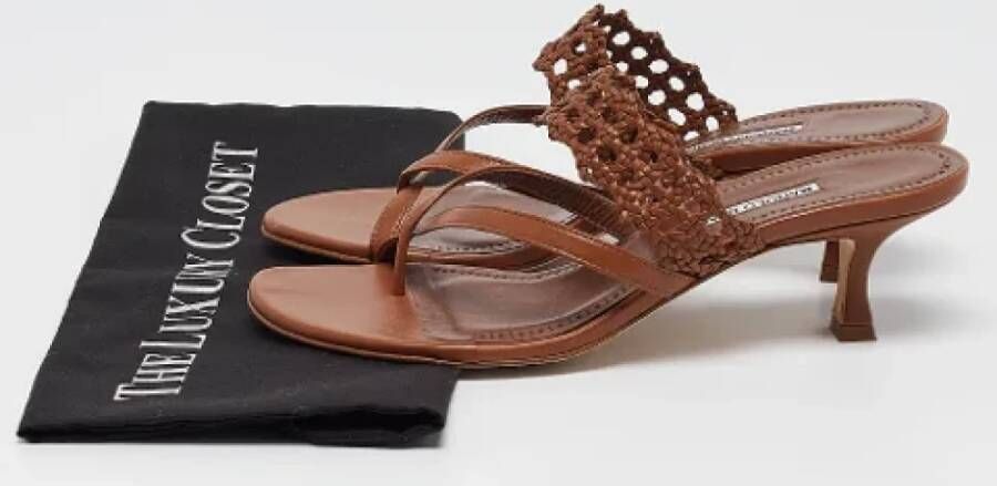 Manolo Blahnik Pre-owned Leather sandals Brown Dames