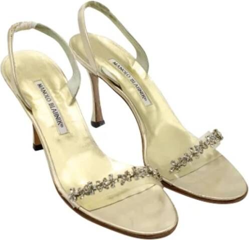 Manolo Blahnik Pre-owned Leather sandals Gray Dames