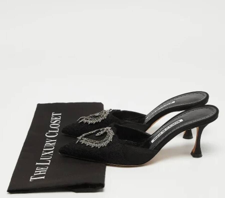 Manolo Blahnik Pre-owned Mesh sandals Black Dames