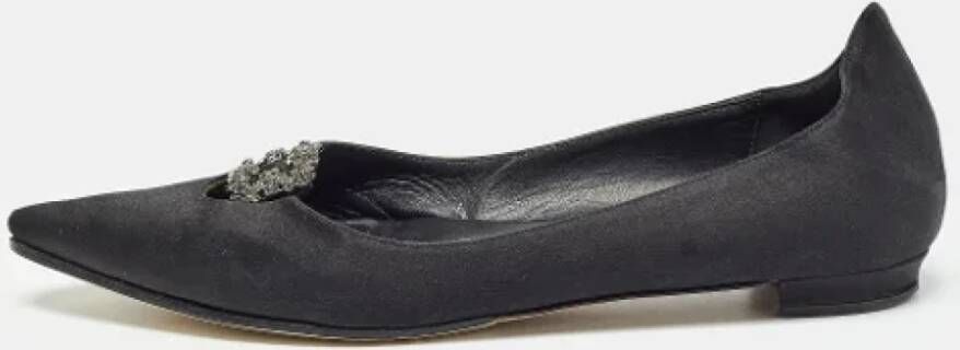 Manolo Blahnik Pre-owned Satin flats Black Dames