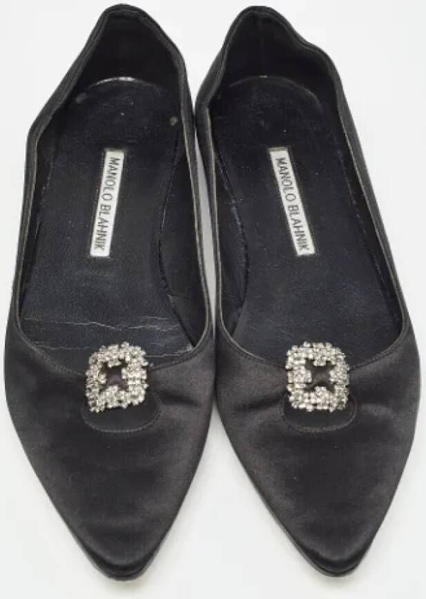 Manolo Blahnik Pre-owned Satin flats Black Dames