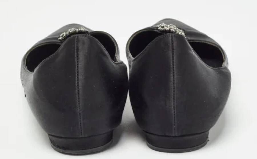 Manolo Blahnik Pre-owned Satin flats Black Dames