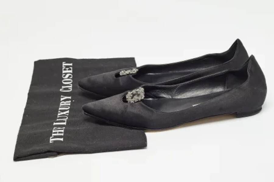 Manolo Blahnik Pre-owned Satin flats Black Dames