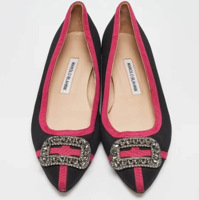 Manolo Blahnik Pre-owned Satin flats Black Dames