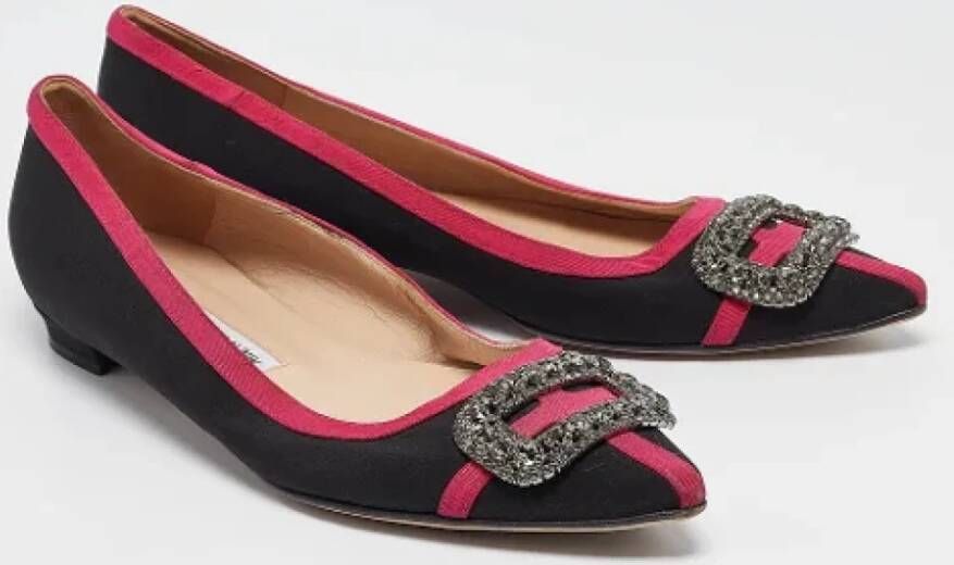 Manolo Blahnik Pre-owned Satin flats Black Dames