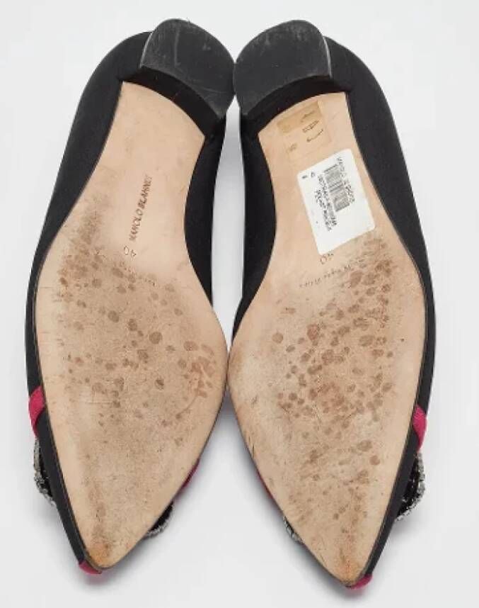 Manolo Blahnik Pre-owned Satin flats Black Dames