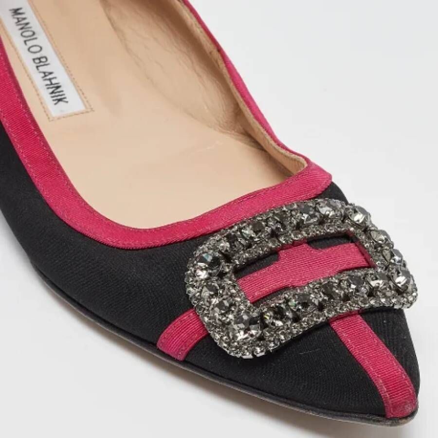 Manolo Blahnik Pre-owned Satin flats Black Dames