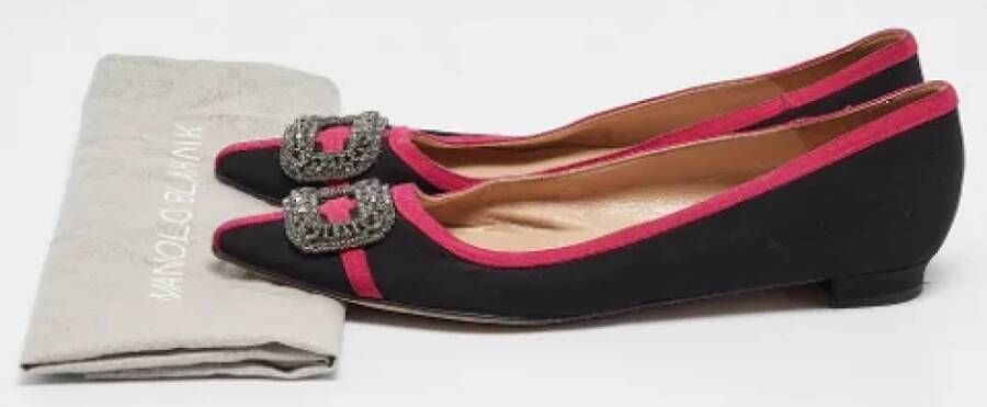 Manolo Blahnik Pre-owned Satin flats Black Dames