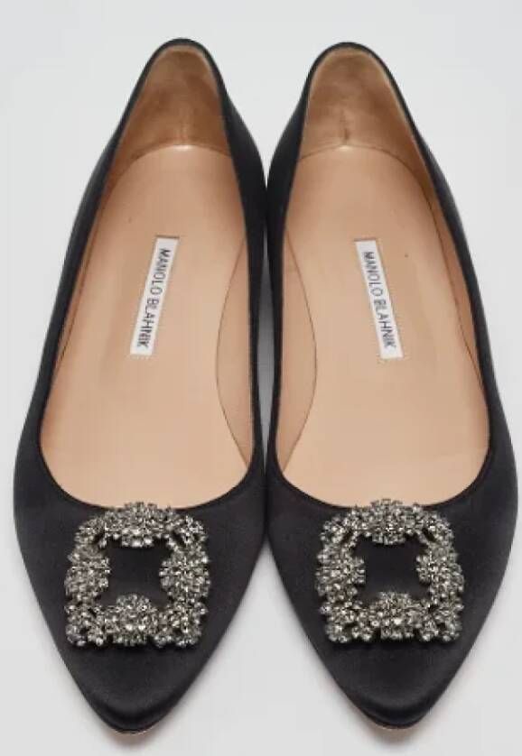 Manolo Blahnik Pre-owned Satin flats Black Dames