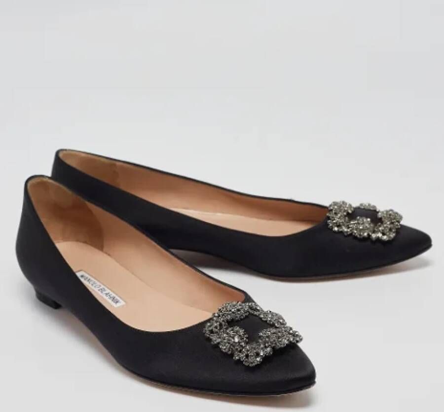 Manolo Blahnik Pre-owned Satin flats Black Dames