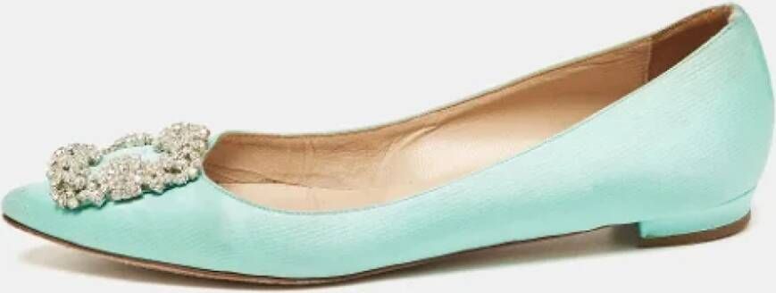 Manolo Blahnik Pre-owned Satin flats Blue Dames