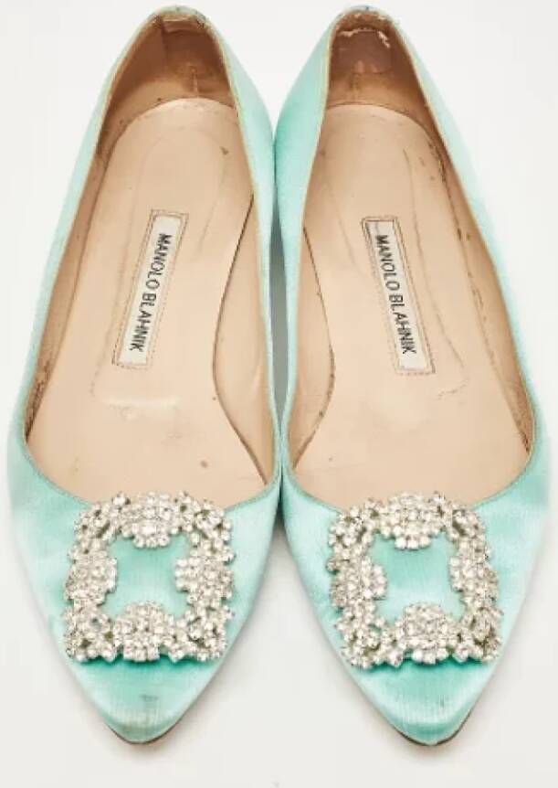 Manolo Blahnik Pre-owned Satin flats Blue Dames