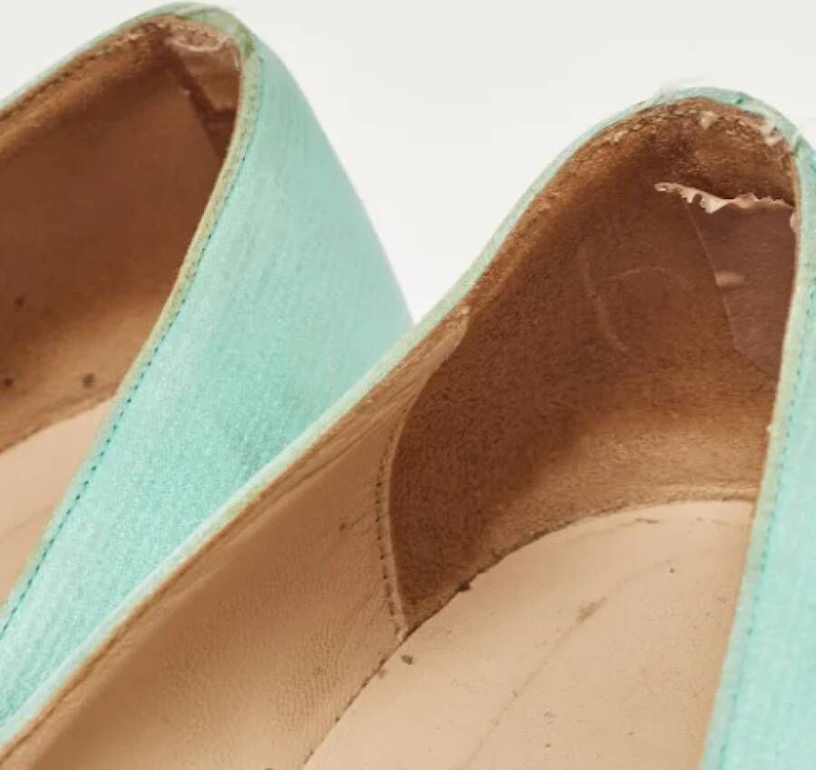 Manolo Blahnik Pre-owned Satin flats Blue Dames