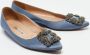 Manolo Blahnik Pre-owned Satin flats Blue Dames - Thumbnail 4