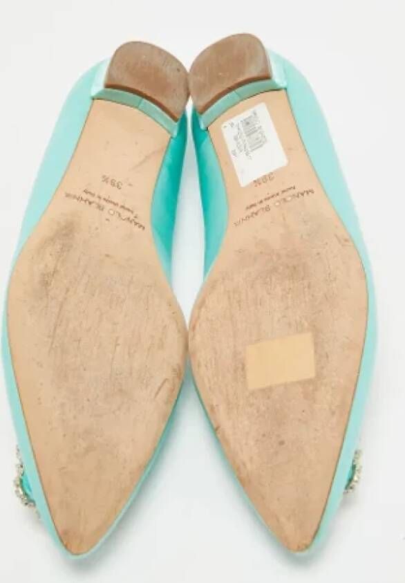 Manolo Blahnik Pre-owned Satin flats Blue Dames