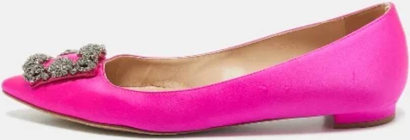 Manolo Blahnik Pre-owned Satin flats Pink Dames