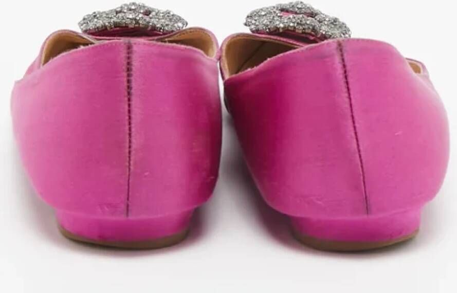 Manolo Blahnik Pre-owned Satin flats Purple Dames