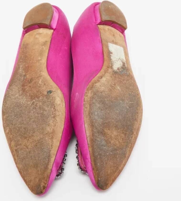 Manolo Blahnik Pre-owned Satin flats Purple Dames