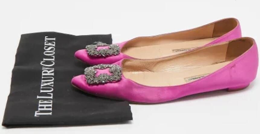 Manolo Blahnik Pre-owned Satin flats Purple Dames