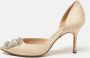 Manolo Blahnik Pre-owned Satin heels Beige Dames - Thumbnail 2