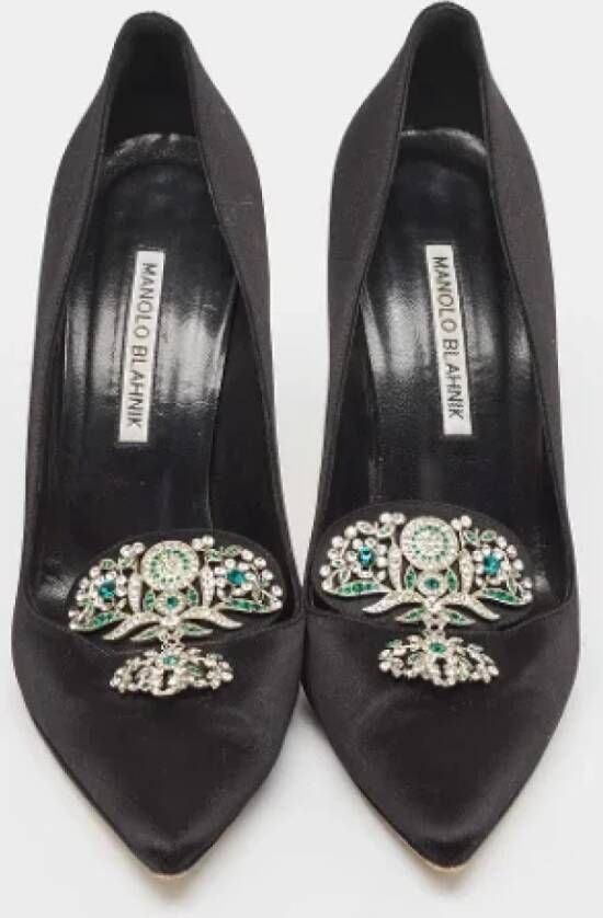 Manolo Blahnik Pre-owned Satin heels Black Dames