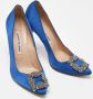 Manolo Blahnik Pre-owned Satin heels Blue Dames - Thumbnail 4