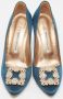 Manolo Blahnik Pre-owned Satin heels Blue Dames - Thumbnail 3