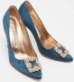 Manolo Blahnik Pre-owned Satin heels Blue Dames - Thumbnail 4