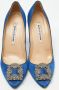 Manolo Blahnik Pre-owned Satin heels Blue Dames - Thumbnail 3