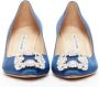 Manolo Blahnik Pre-owned Satin heels Blue Dames - Thumbnail 3